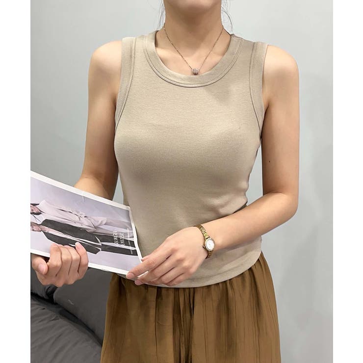 ライトベージュ | シンプルデザインタンクトップ | aimoha 