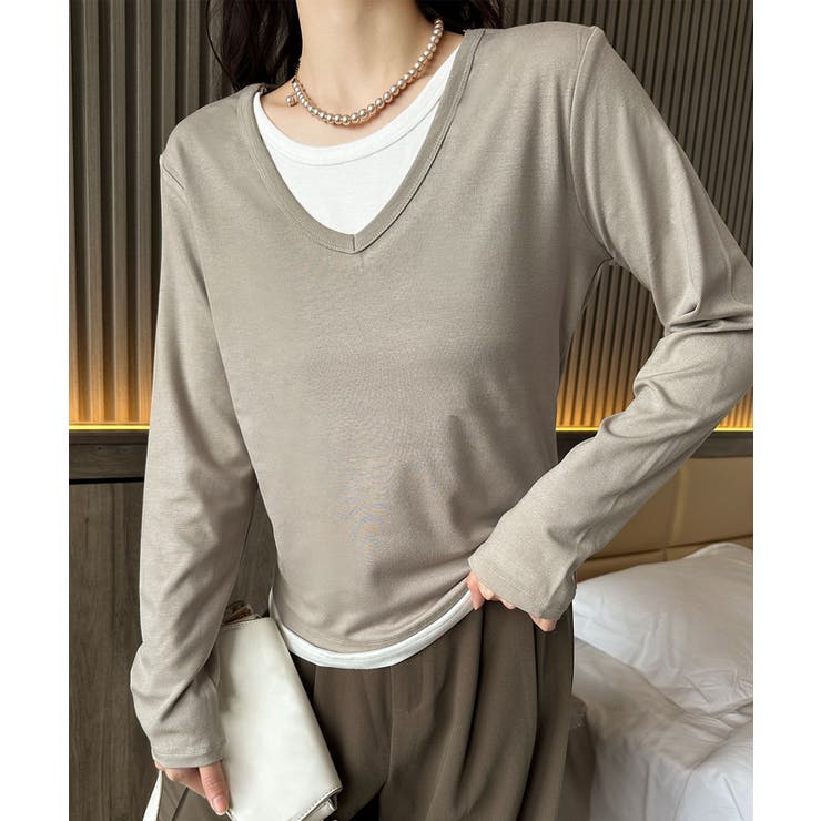 【Banico】Vネックシンプル長袖トップス | aimoha  | 詳細画像9 