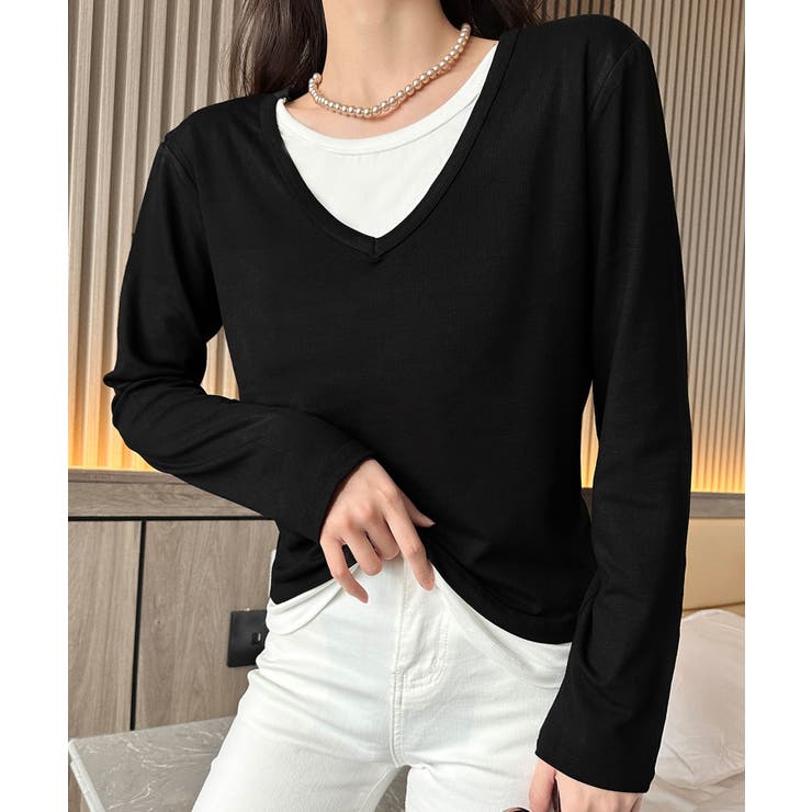 【Banico】Vネックシンプル長袖トップス | aimoha  | 詳細画像10 