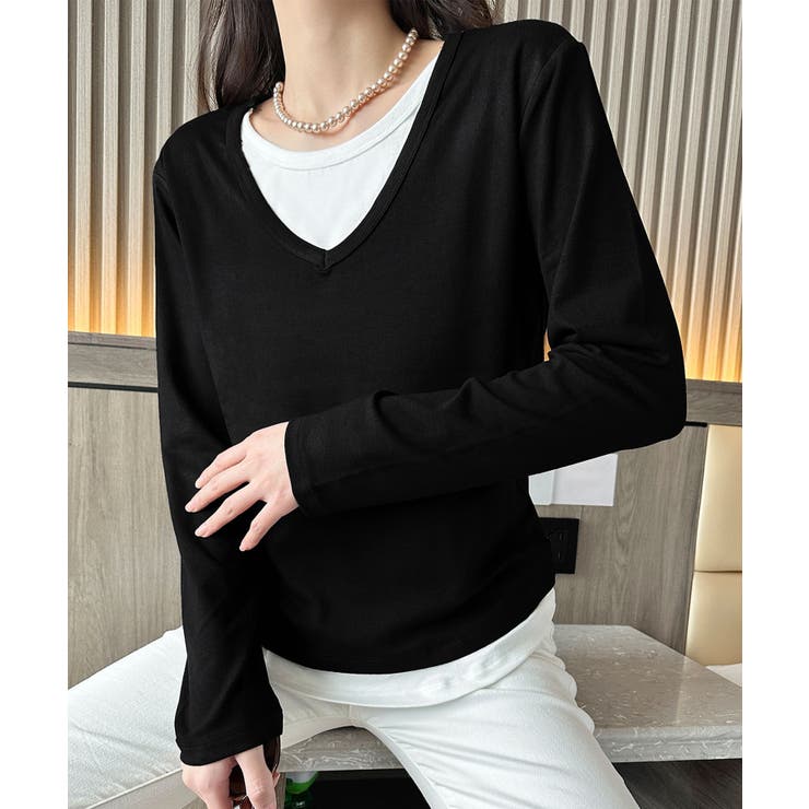 【Banico】Vネックシンプル長袖トップス | aimoha  | 詳細画像11 