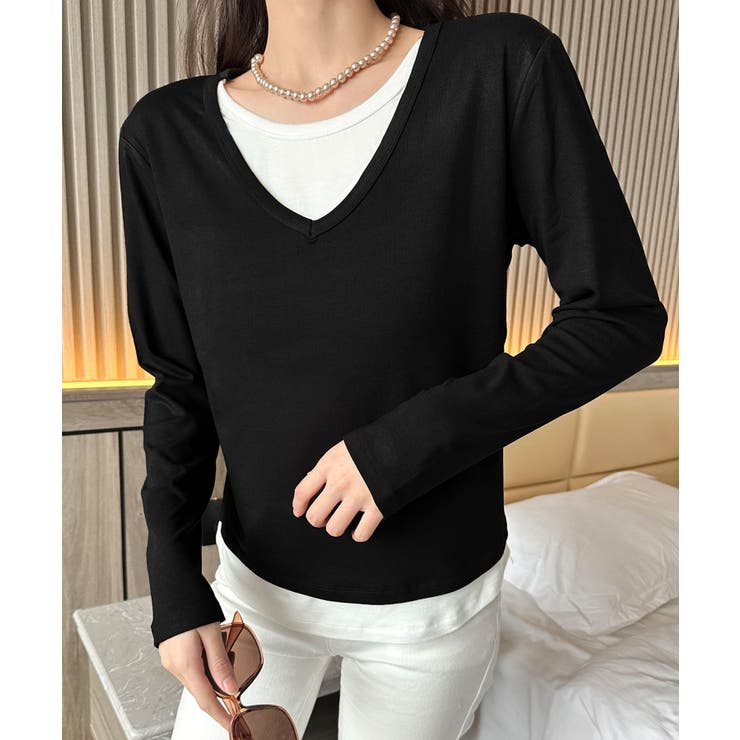 【Banico】Vネックシンプル長袖トップス | aimoha  | 詳細画像12 