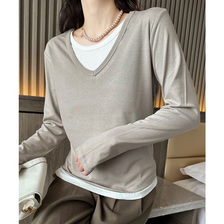 【Banico】Vネックシンプル長袖トップス | aimoha  | 詳細画像13 