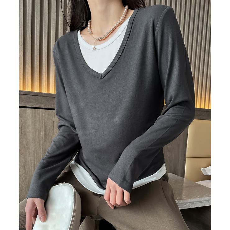 【Banico】Vネックシンプル長袖トップス | aimoha  | 詳細画像16 