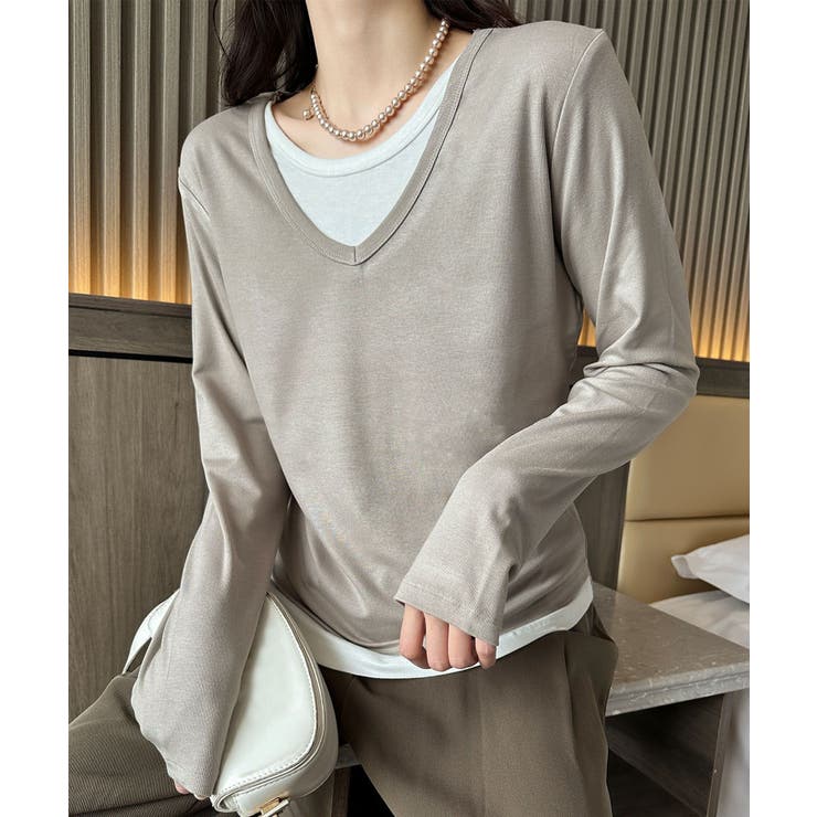 【Banico】Vネックシンプル長袖トップス | aimoha  | 詳細画像6 