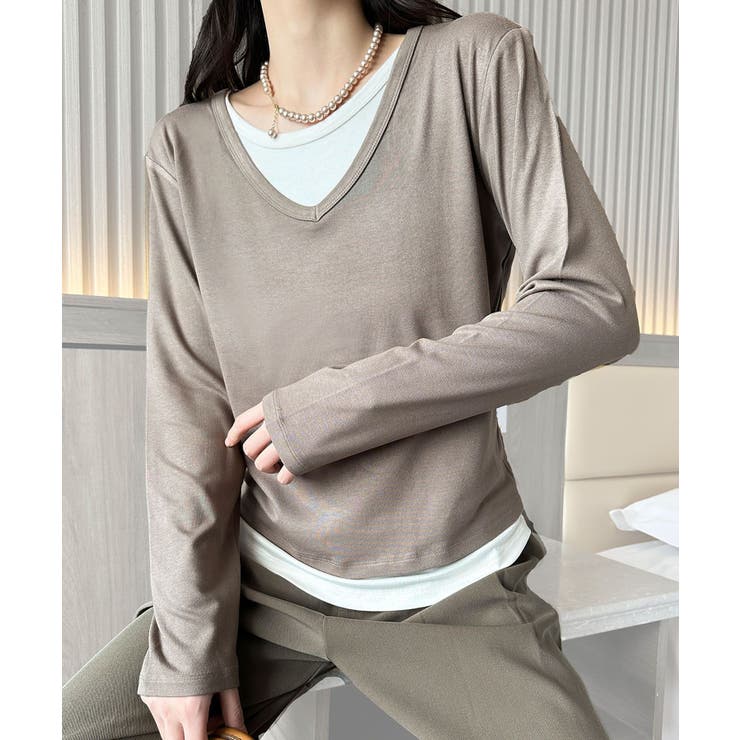 【Banico】Vネックシンプル長袖トップス | aimoha  | 詳細画像8 