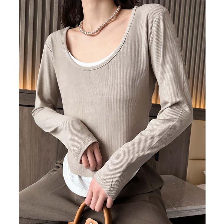 レイヤード風デザイン長袖Tシャツ | aimoha  | 詳細画像11 