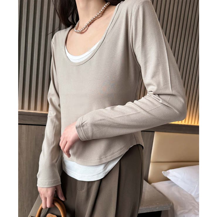 レイヤード風デザイン長袖Tシャツ | aimoha  | 詳細画像12 