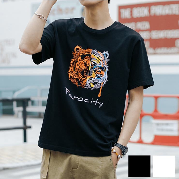 OUTLET タイガー刺繍Tシャツ メンズ[品番：XT000004075]｜aimoha men 