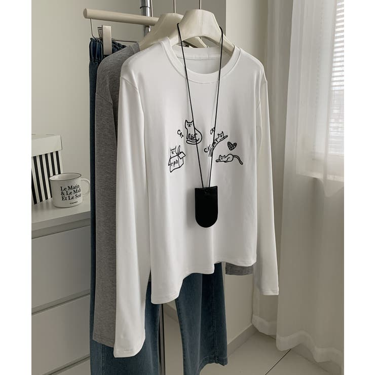 キャット刺繍ロングスリーブTシャツ | aimoha  | 詳細画像4 