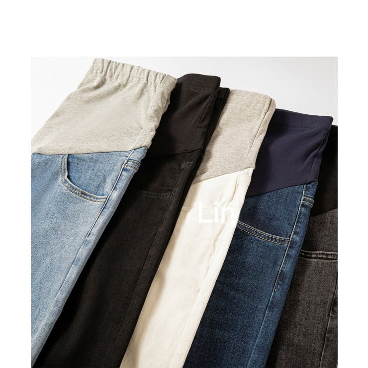 マタニティカットオフデニムパンツ ゆったり 産前産後 | aimoha  | 詳細画像3 
