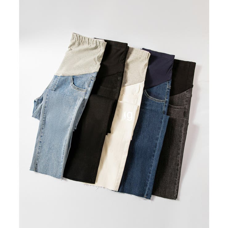 マタニティカットオフデニムパンツ ゆったり 産前産後 | aimoha  | 詳細画像4 