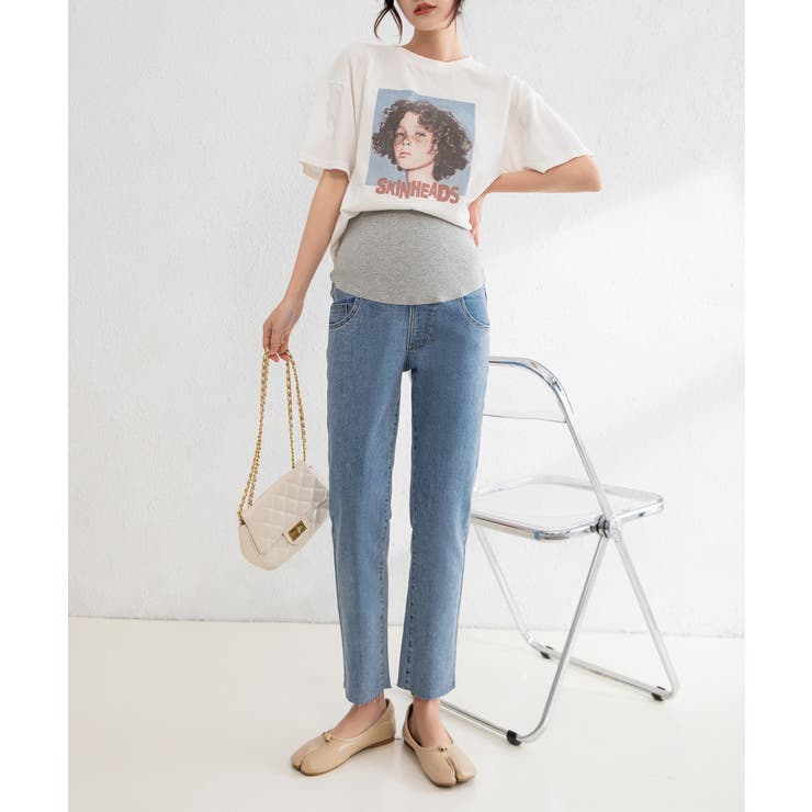 マタニティカットオフデニムパンツ ゆったり 産前産後 | aimoha  | 詳細画像7 