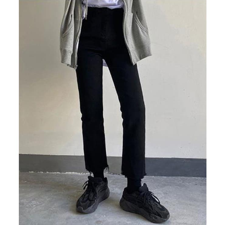 ブラック | マタニティカットオフデニムパンツ ゆったり 産前産後 | aimoha 