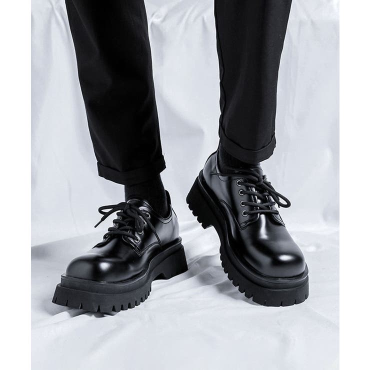 ブラック | 【shoes365】メンズ PUレザーハイソールシューズ | aimoha men