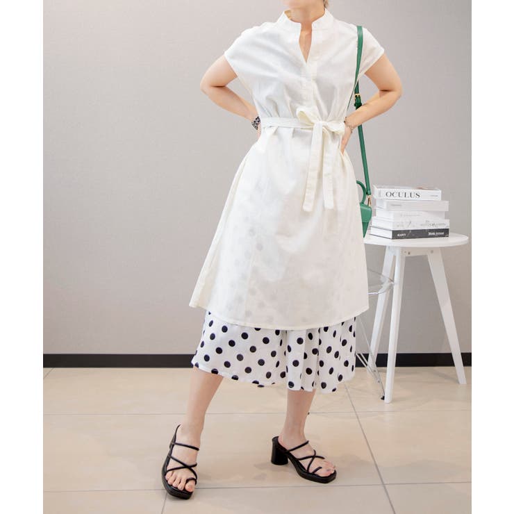 シンプル 綿麻ブレンド 水玉スカート | aimoha  | 詳細画像8 