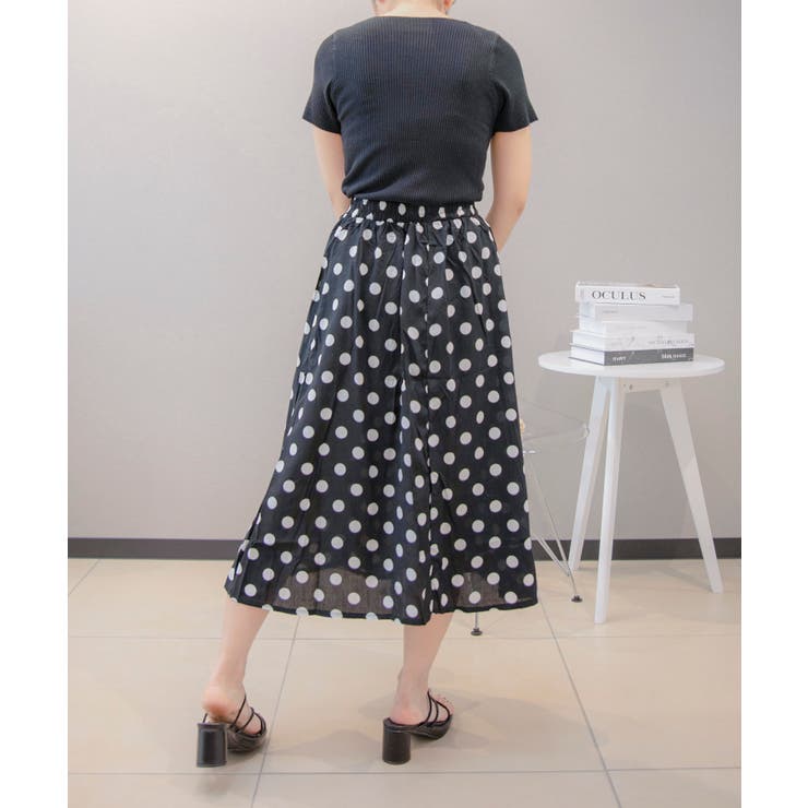 シンプル 綿麻ブレンド 水玉スカート | aimoha  | 詳細画像4 
