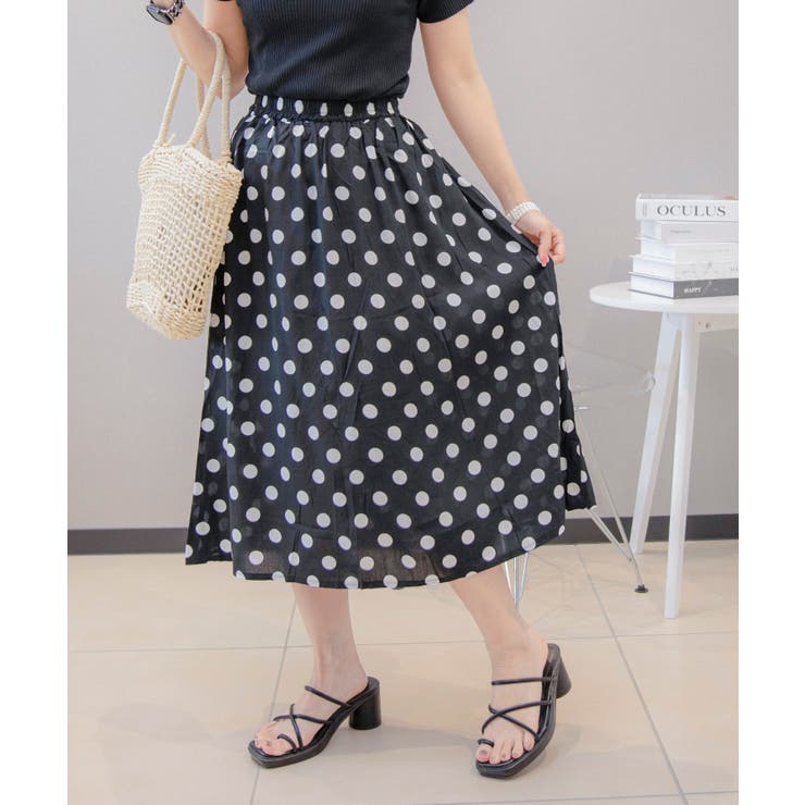 シンプル 綿麻ブレンド 水玉スカート | aimoha  | 詳細画像6 