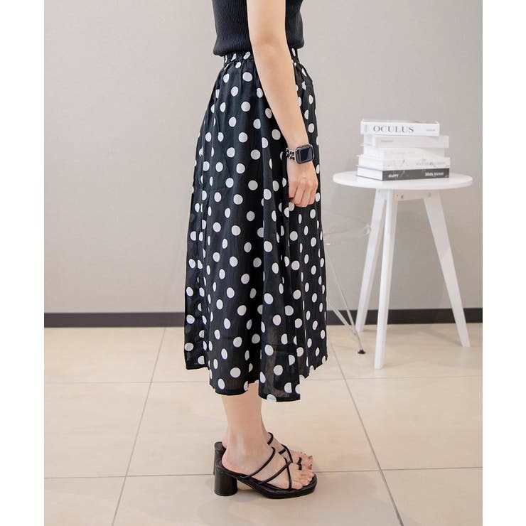 シンプル 綿麻ブレンド 水玉スカート | aimoha  | 詳細画像5 