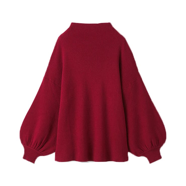 レッド | もっちりパフ袖リブニット         | alotta