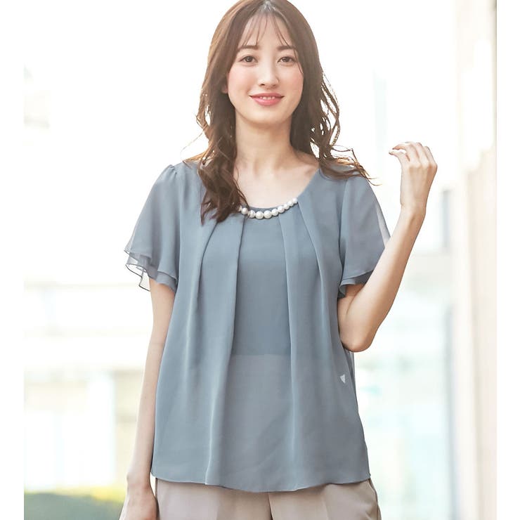 モーブブルー | ２ＷＡＹシフォンタックブラウス（半袖） | alotta