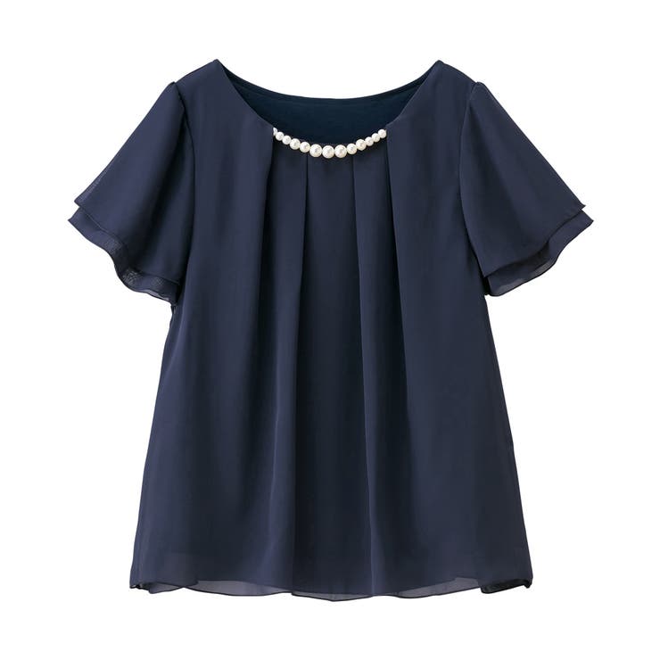 ネイビー | ２ＷＡＹシフォンタックブラウス（半袖） | alotta