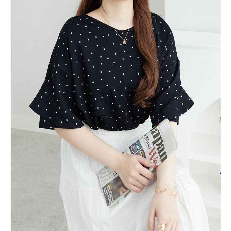 フリル袖Tシャツブラウス[品番：ATTW0007186]｜alotta