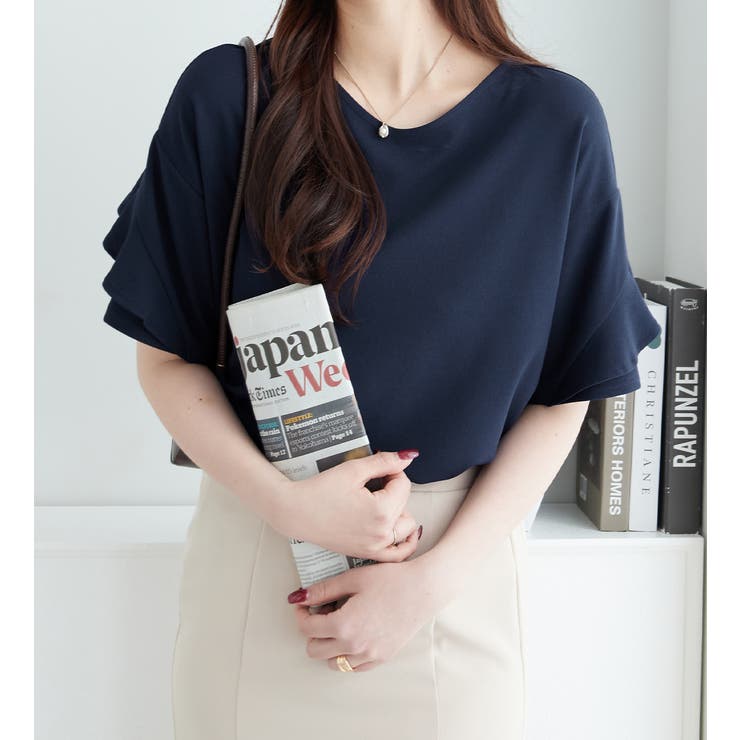 フリル袖Tシャツブラウス[品番：ATTW0007186]｜alotta