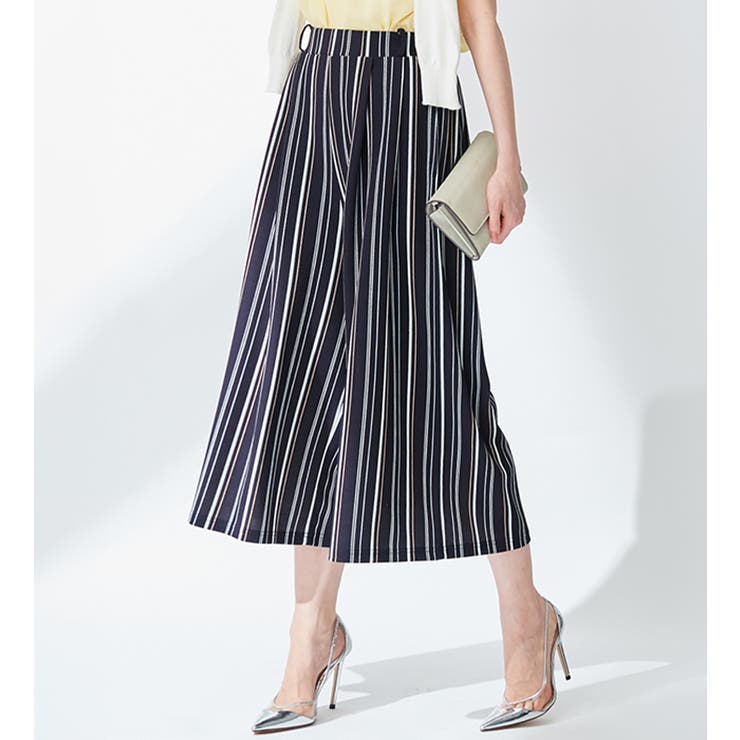 ネイビー系ストライプ | ひんやりドレープパンツ | alotta