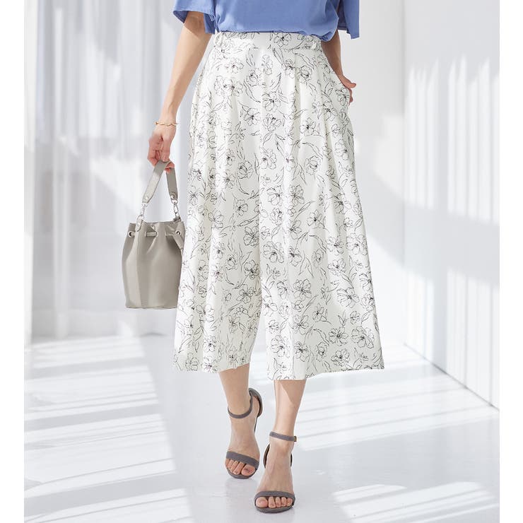 ホワイト系花柄 | ひんやりドレープパンツ | alotta