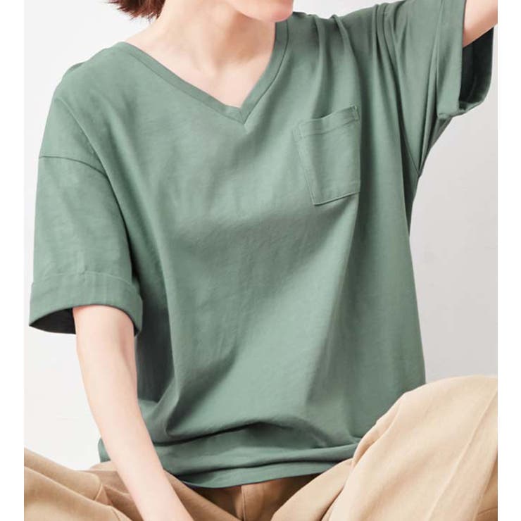 グリーン | 綿１００％ポケット付ゆるＴシャツ | Viola e Viola