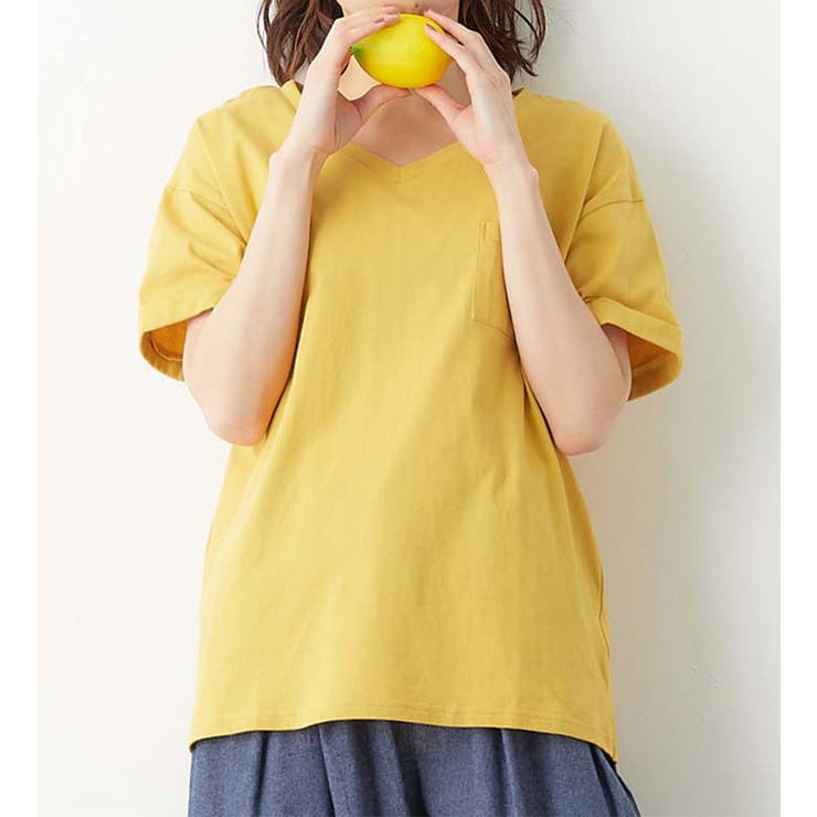 マスタード | 綿１００％ポケット付ゆるＴシャツ | Viola e Viola