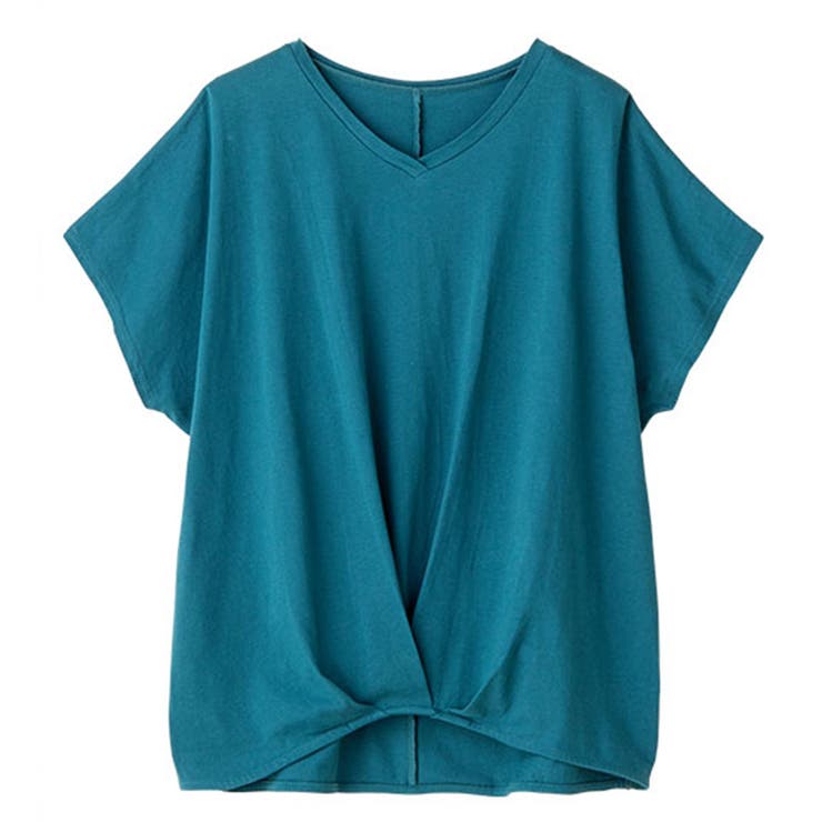 ブルーグリーン | 綿１００％ゆったり裾タックＴシャツ | Viola e Viola