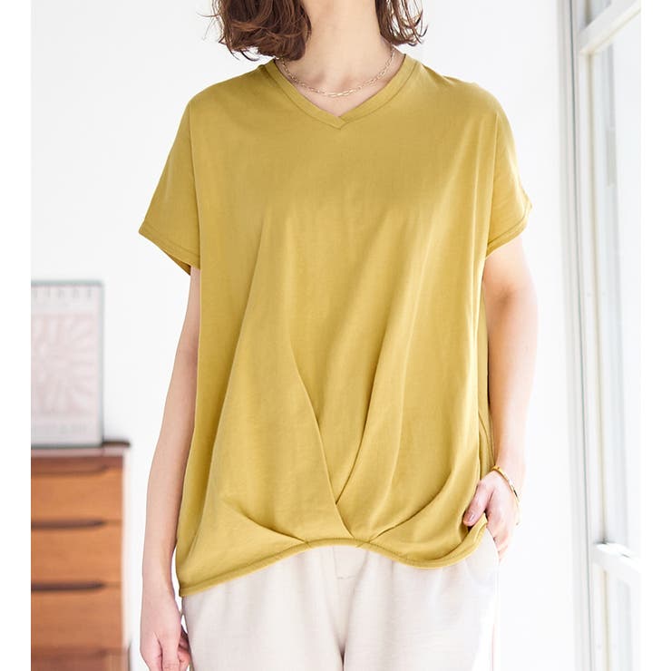 イエロー | 綿１００％ゆったり裾タックＴシャツ | Viola e Viola