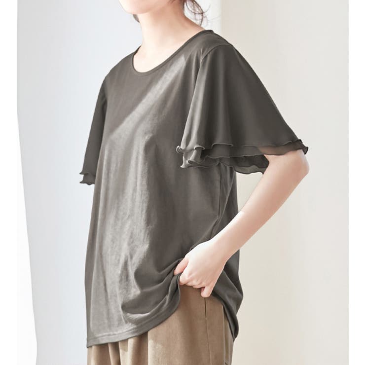 チャコール | 袖シフォンゆるＴシャツ | Viola e Viola