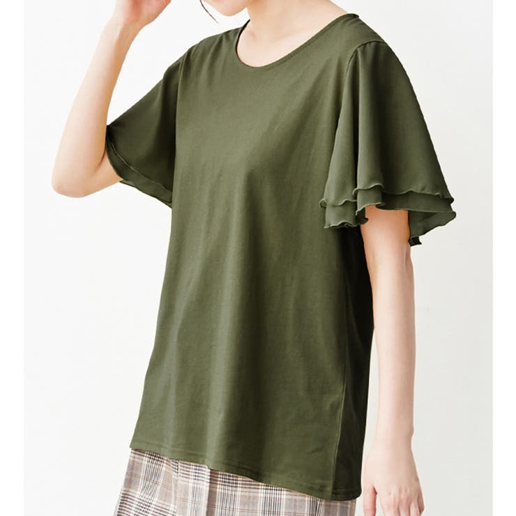 カーキ | 袖シフォンゆるＴシャツ | Viola e Viola