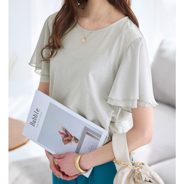 ライトグレー | 袖シフォンゆるＴシャツ | Viola e Viola
