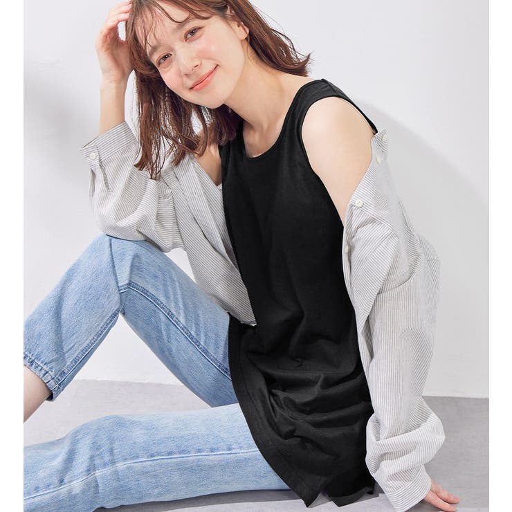 ブラック | 綿１００％ロングタンクトップ | Viola e Viola