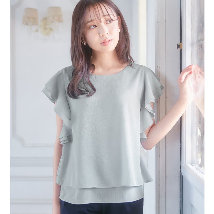 楊柳シフォン袖フリルブラウス[品番：ATTW0007188]｜alotta