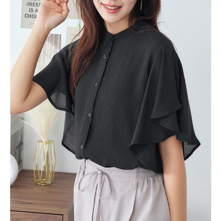 楊柳シフォンバンドカラーブラウス | alotta | 詳細画像10 