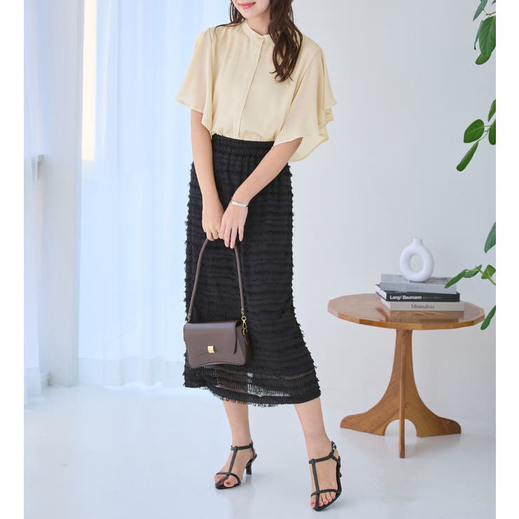 楊柳シフォンバンドカラーブラウス | alotta | 詳細画像15 