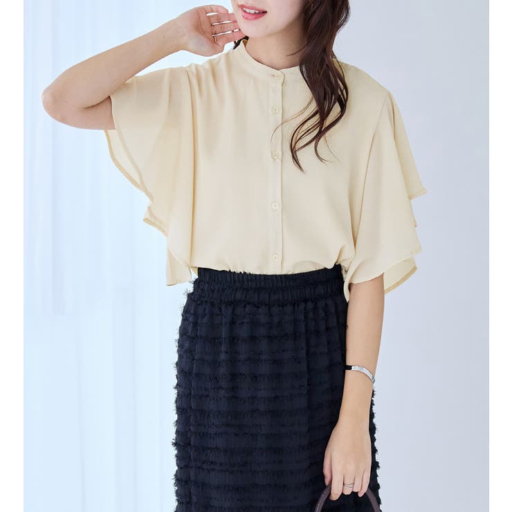 楊柳シフォンバンドカラーブラウス | alotta | 詳細画像16 