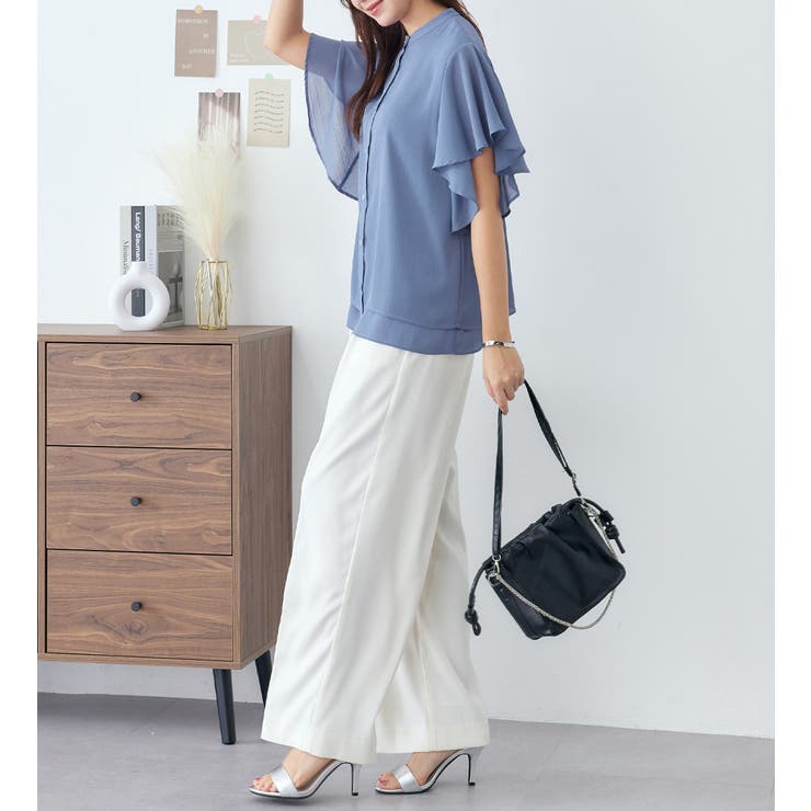 楊柳シフォンバンドカラーブラウス | alotta | 詳細画像21 