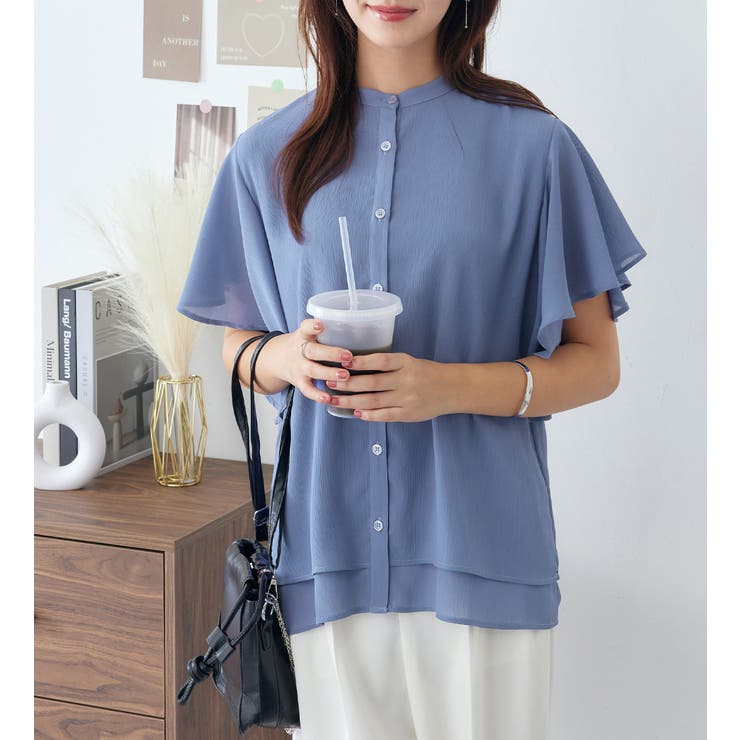 楊柳シフォンバンドカラーブラウス | alotta | 詳細画像22 