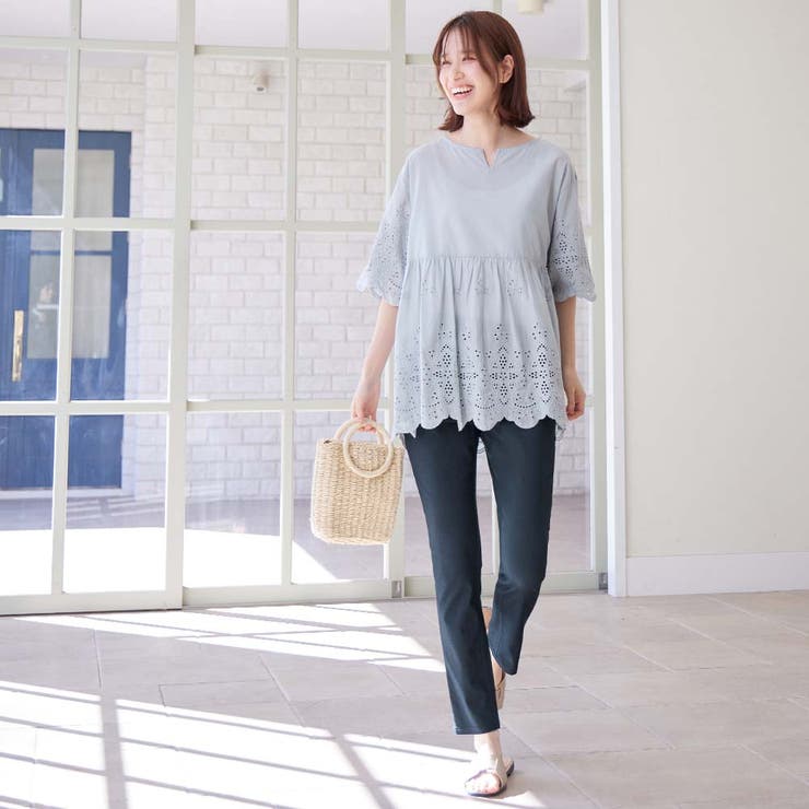 すっきり楽ちんチュニックパンツ＜股下68cm＞[品番