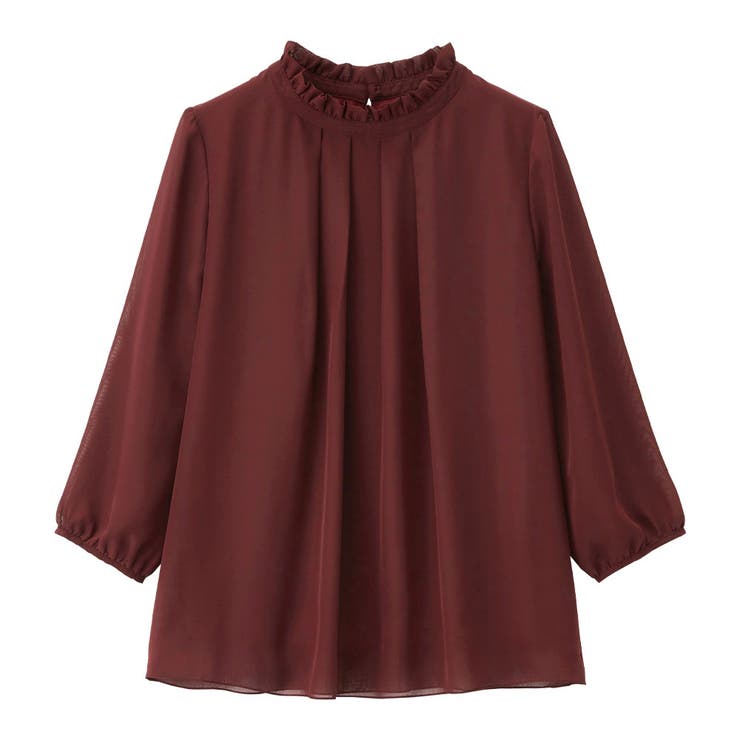 ボルドー | フリル衿シフォンタックブラウス | Viola e Viola