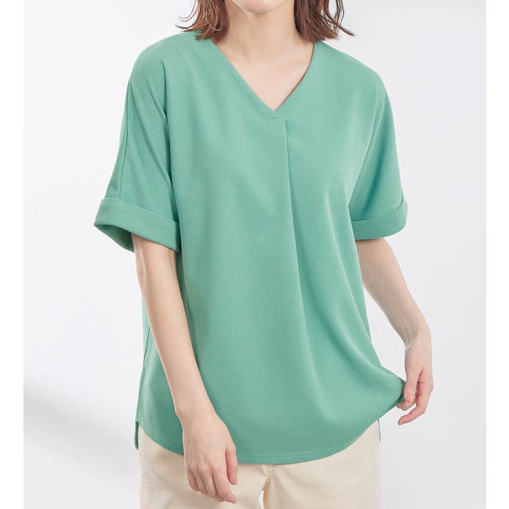ブルーグリーン | すっきりＶネックＴシャツブラウス | Viola e Viola