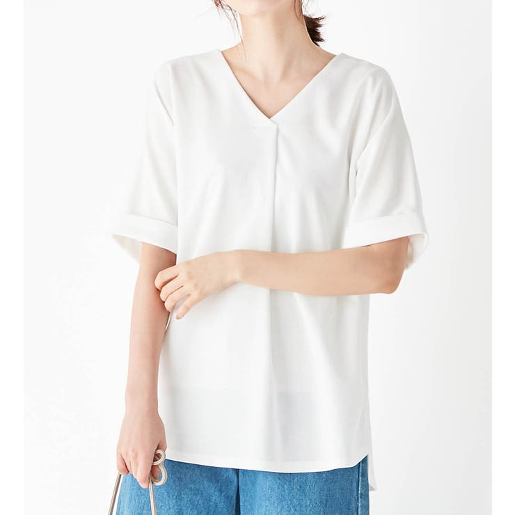 オフホワイト | すっきりＶネックＴシャツブラウス | Viola e Viola