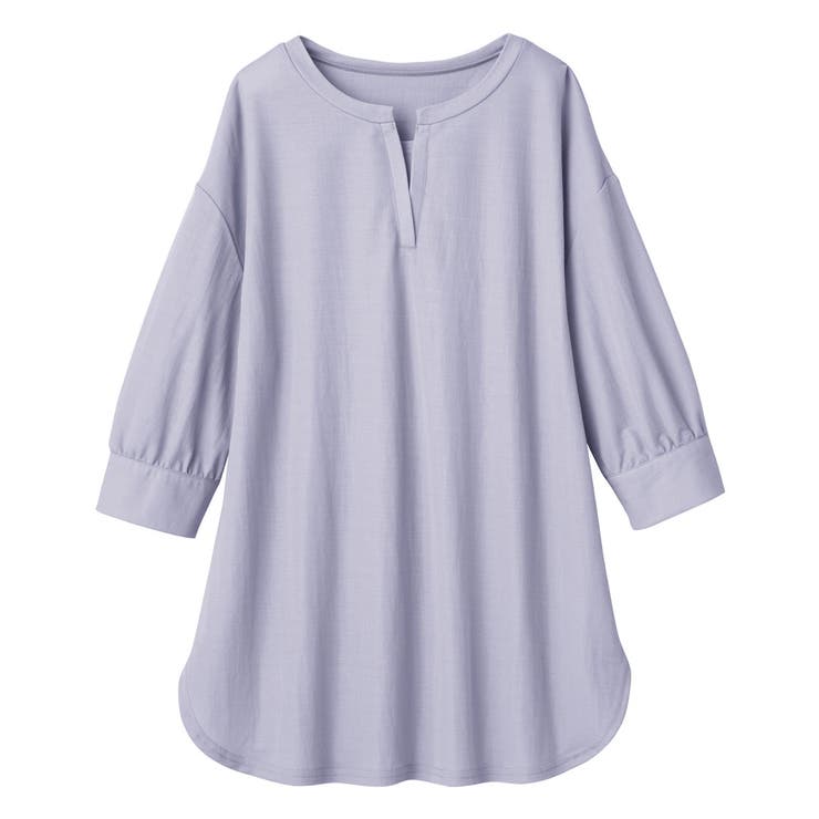 サックス | 衿フェイク裾ラウンドチュニック | alotta