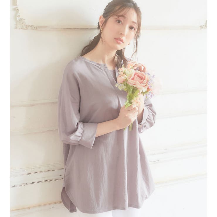 ラベンダーグレー | 衿フェイク裾ラウンドチュニック | alotta