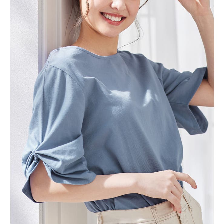 ブルー | 綿１００％袖タックＴシャツ | Viola e Viola